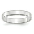 thumbnail image 1 of Diamond2Deal 10k White Gold 4mm Flat with Step Edge Wedding Band Ring for Women Size 14, 1 of 1