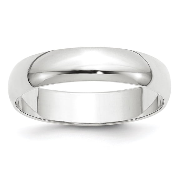 Diamond2Deal 10k White Gold 5mm Lightweight Half Round Wedding Band Ring for Women Size 6.5