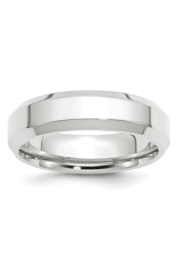 10k White Gold 6mm Beveled Edge Comfort Fit Wedding Band Ring for Women Size 9.5