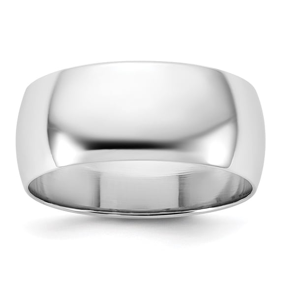 Diamond2Deal 10k White Gold 8mm Lightweight Half Round Wedding Band Ring for Women Size 10.5