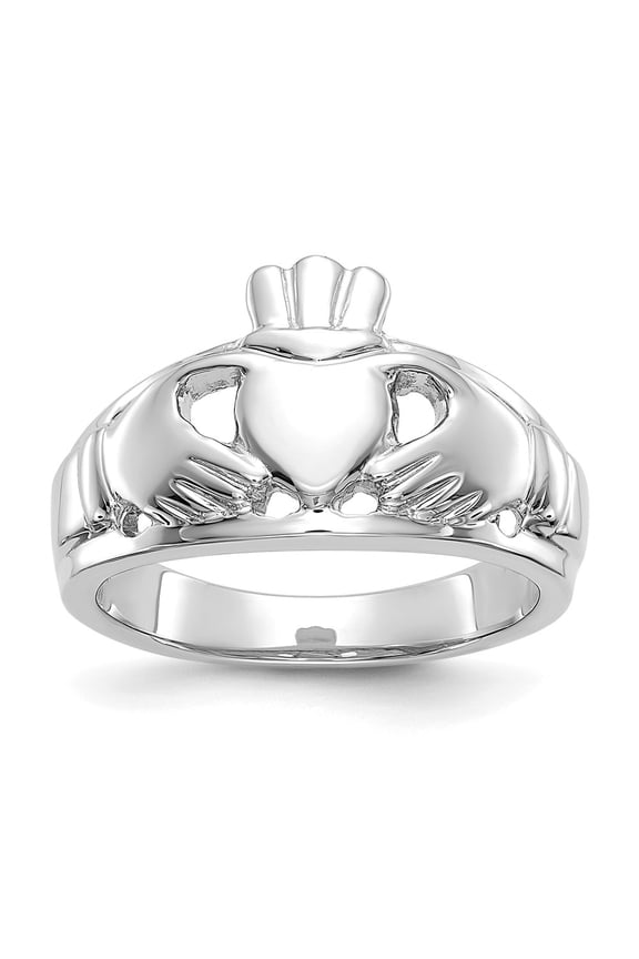 10k White Gold Claddagh Ring for Women Size- 6.5