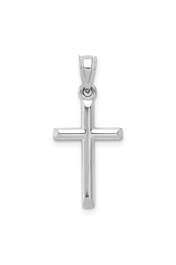 Diamond2Deal 10k White Gold Hollow Cross Pendant for Women (L- 0.75 inch, W-0.47 inch)