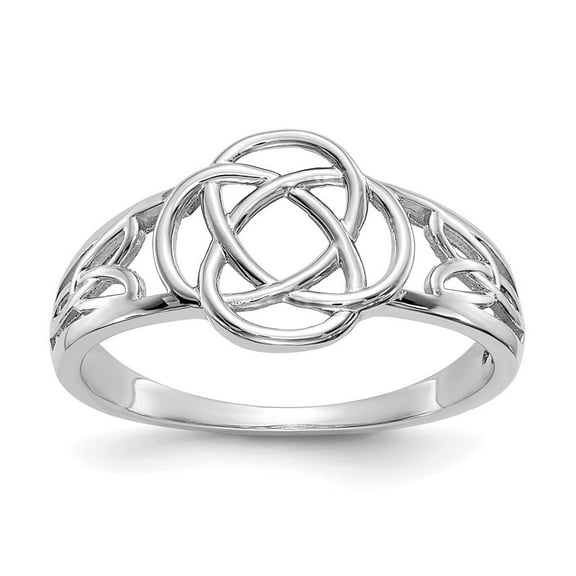 Diamond2Deal 10k White Gold Ladies Knot Ring Size 7