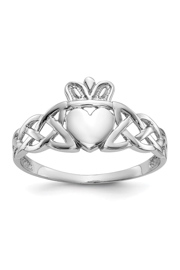 10k White Gold Men's Claddagh Ring Size- 9.5