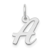 Diamond2Deal 10k White Gold Script Initial A Charm Pendant for Women (L- 0.67 inch, W- 0.44 inch)