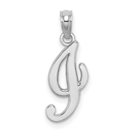 Diamond2Deal 10k White Gold Solid Script Letter I Initial Charm Pendant for Women