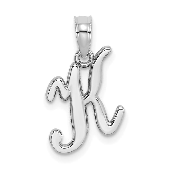 Diamond2Deal 10k White Gold Solid Script Letter K Initial Charm Pendant for Women