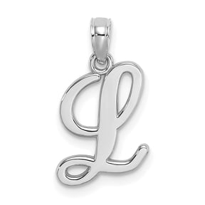 Diamond2Deal 10k White Gold Solid Script Letter L Initial Charm Pendant for Women