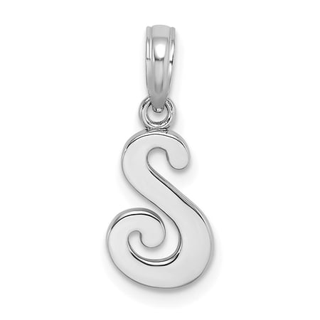 Diamond2Deal 10k White Gold Solid Script Letter S Initial Charm Pendant for Women