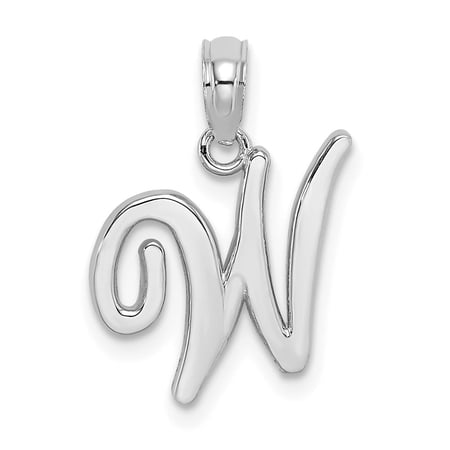 Diamond2Deal 10k White Gold Solid Script Letter W Initial Charm Pendant for Women
