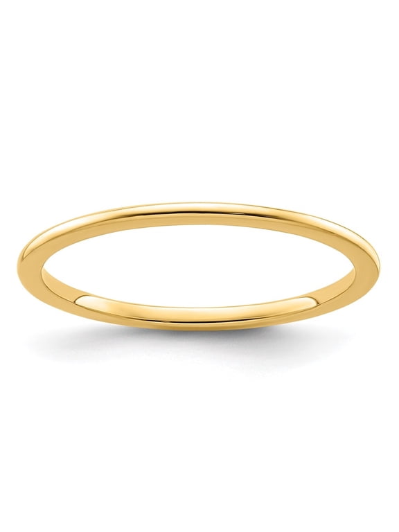10k Yellow Gold 1.2mm Half Round Polished Stackable Band for Women Size- 4.5