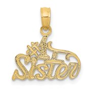 Diamond2Deal 10k Yellow Gold #1 Sister Pendant for Women L- 0.63 inch, W-0.6 inch