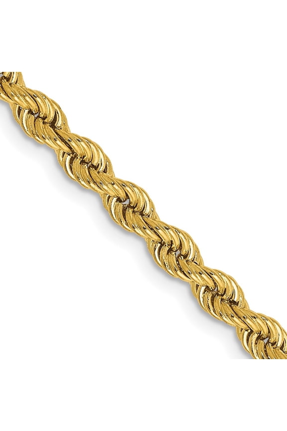 10k Yellow Gold 3.65mm Regular Rope Chain Necklace for Women 30"
