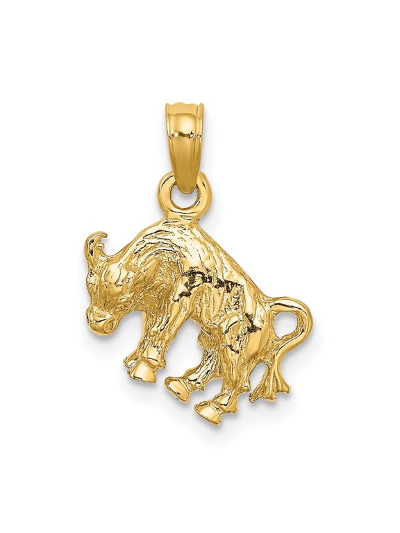 Diamond2Deal 10k Yellow Gold 3-D Taurus Zodiac Pendant for Women (L- 0.66 inch, W-0.53 inch)