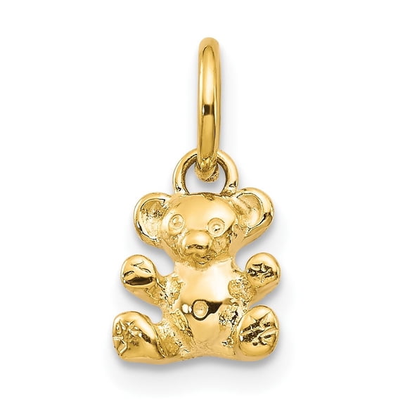 Diamond2Deal 10k Yellow Gold 3D Teddy Bear Charm Pendant for Women (L- 0.52 inch, W-0.28 inch)