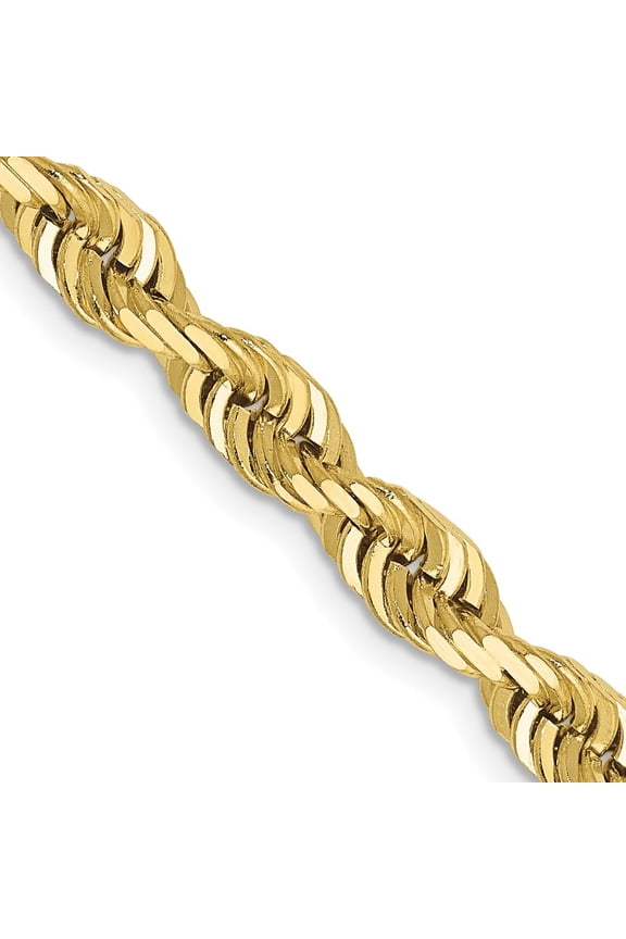 10k Yellow Gold 5mm Diamond-Cut Quadruple Rope Chain Necklace for Women 20"