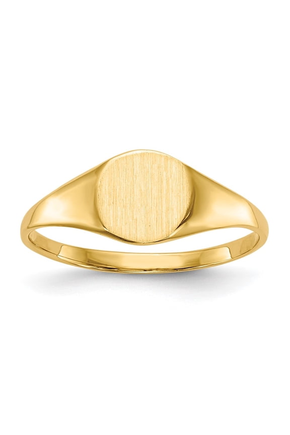 10k Yellow Gold 6.5x7.5mm Closed Back Signet Ring for Women Size- 6