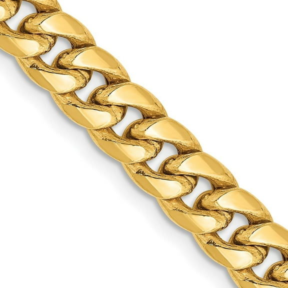 Diamond2Deal 10k Yellow Gold 6mm Semi-Solid Miami Cuban Chain Necklace for Women 18"