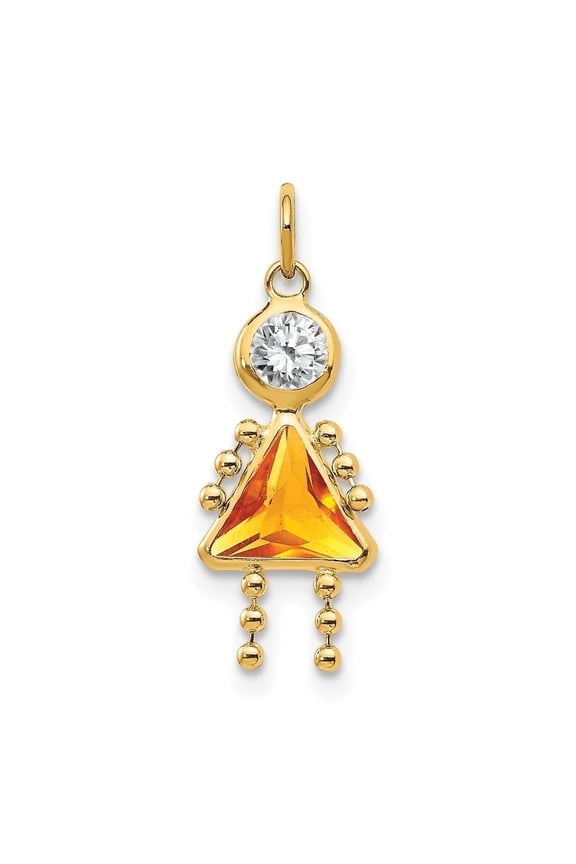 Diamond2Deal 10k Yellow Gold Birthstone Charm Pendant for Women (L- 0.79 inch, W- 0.4 inch)