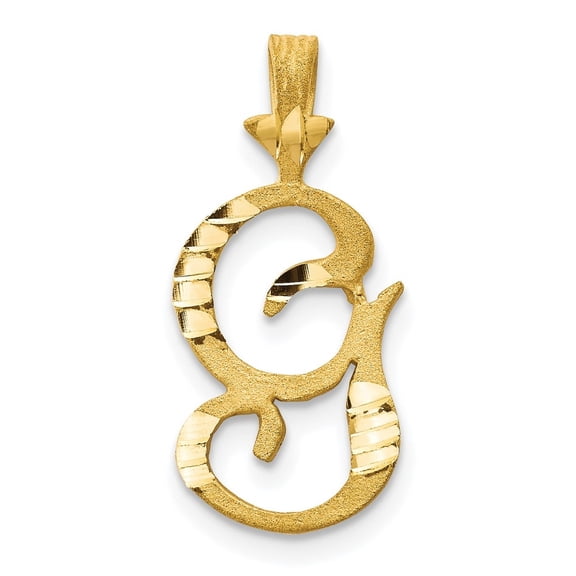 Diamond2Deal 10k Yellow Gold Grooved Letter G Initial Pendant for Women