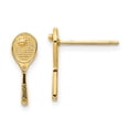 thumbnail image 1 of Diamond2Deal 10k Yellow Gold Mini Tennis Racquet with Ball Post Earrings for Women, 1 of 4