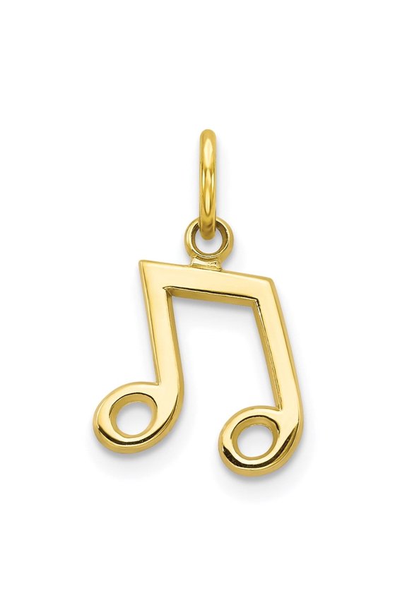 Diamond2Deal 10k Yellow Gold Musical Note Charm Pendant for Women (L- 0.63 inch, W-0.44 inch)