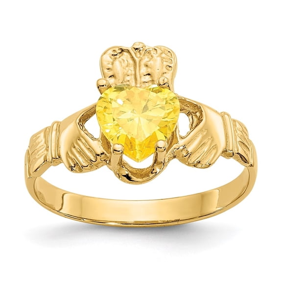 Diamond2Deal 10k Yellow Gold November Birthstone Claddagh Ring Size 5