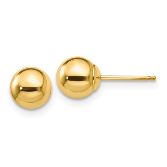 Diamond2Deal 10k Yellow Gold Polished Ball Post Earrings for Women (L- 0.24 in, W-0.24 in)