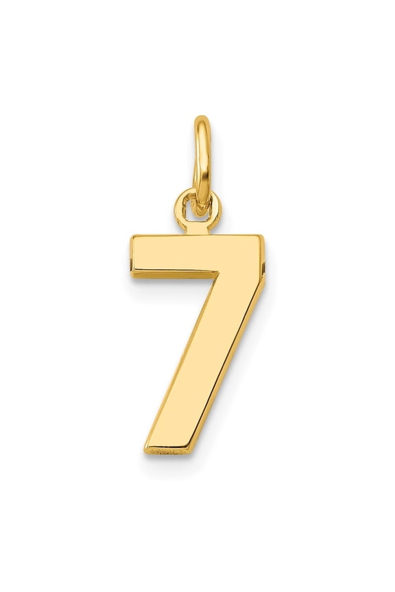 10k Yellow Gold Polished Number 7 Charm Pendant for Women (L- 0.79 inch, W- 0.28 inch)