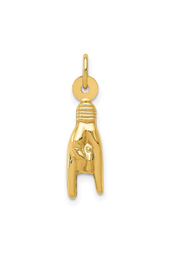 Diamond2Deal 10k Yellow Gold Rock On Sign Charm Pendant for Women (L- 0.87 inch, W-0.2 inch)
