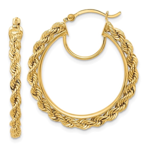 Diamond2Deal 10k Yellow Gold Rope Hoop Earrings for Women
