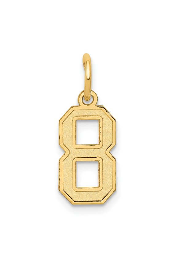10k Yellow Gold Satin Number 8 Charm Pendant for Women (L- 0.71 inch, W- 0.28 inch)