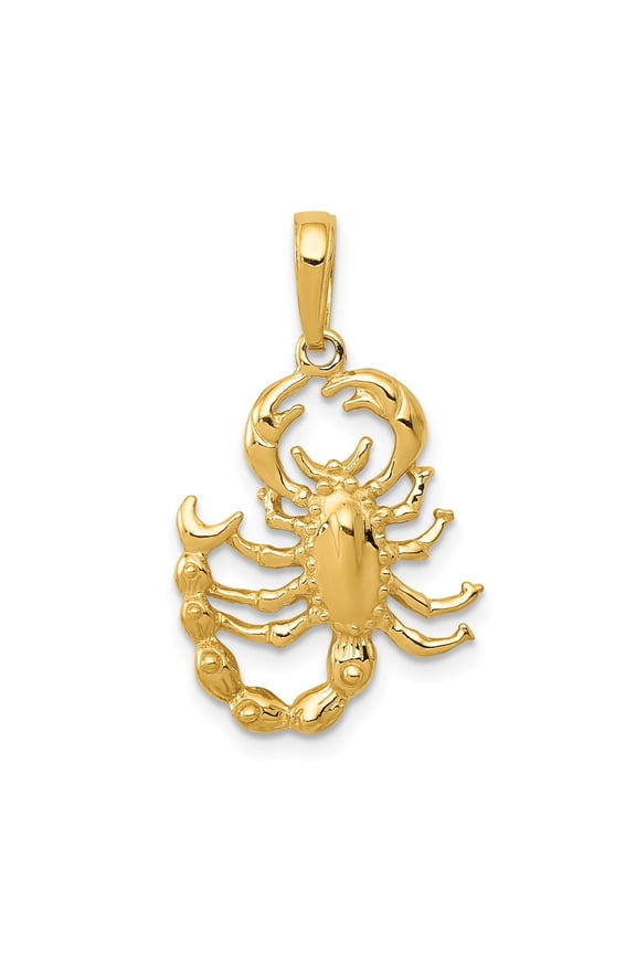 Diamond2Deal 10k Yellow Gold Scorpion Pendant for Women (L- 1.03 inch, W-0.63 inch)