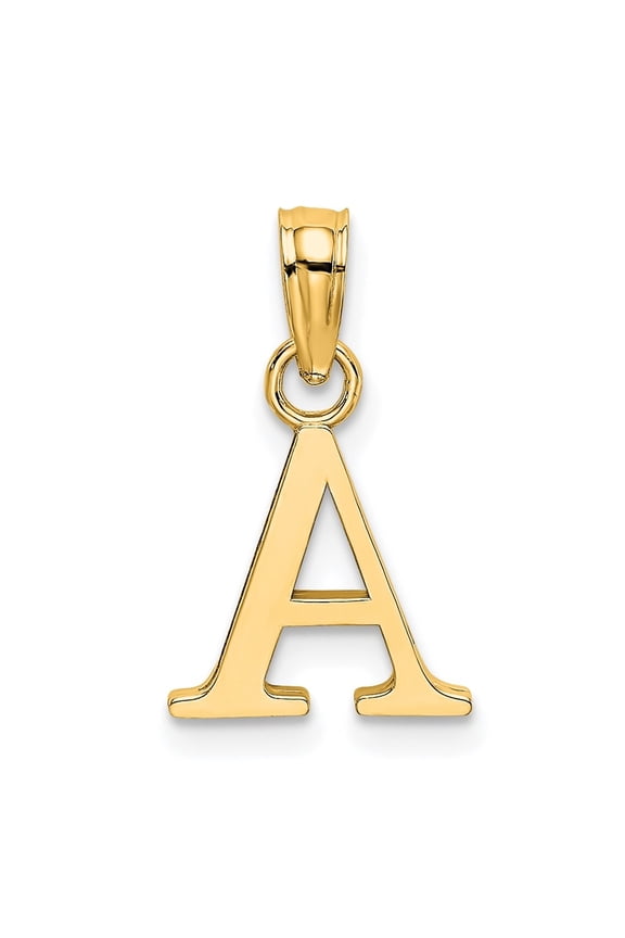 10k Yellow Gold Solid Block Letter A Initial Pendant for Women(L- 12 mm, W- 10 mm)