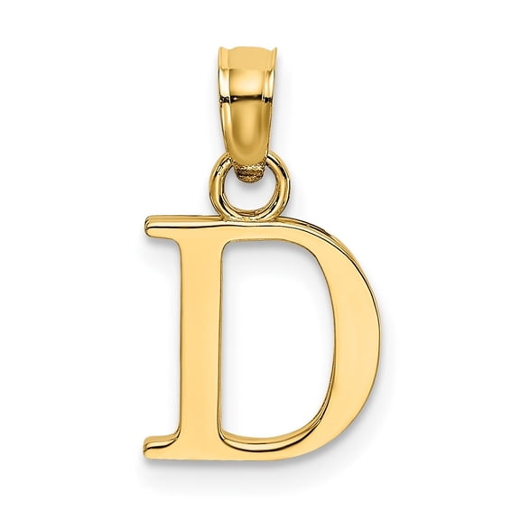 Diamond2Deal 10k Yellow Gold Solid Block Letter D Initial Pendant for Women(L- 9 mm, W- 8.7 mm)