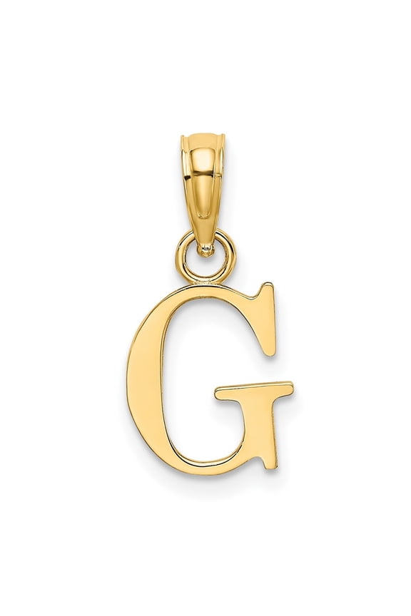 10k Yellow Gold Solid Block Letter G Initial Pendant for Women(L- 9.35 mm, W- 7.8 mm)