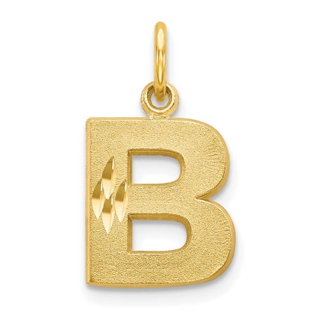 Diamond2Deal 10k Yellow Gold Solid Letter B Initial Charm Pendant for Women(L- 20 mm, W- 11 mm)