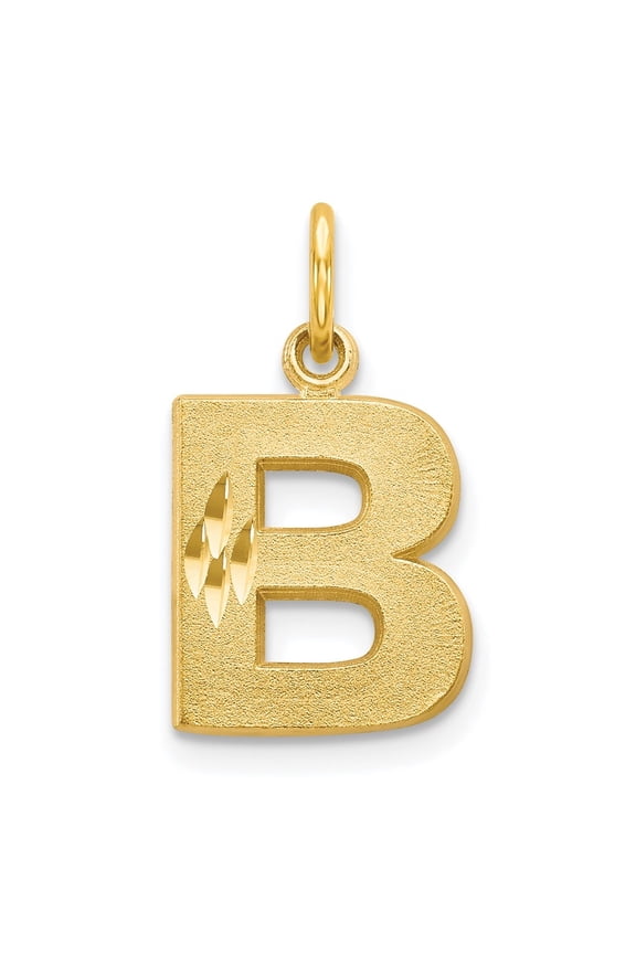 10k Yellow Gold Solid Letter B Initial Charm Pendant for Women(L- 20 mm, W- 11 mm)