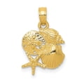 thumbnail image 1 of Diamond2Deal 10k Yellow Gold Solid Polished Mini Shell Cluster Pendant for Women (L- 0.71 inch, W-0.48 inch), 1 of 5