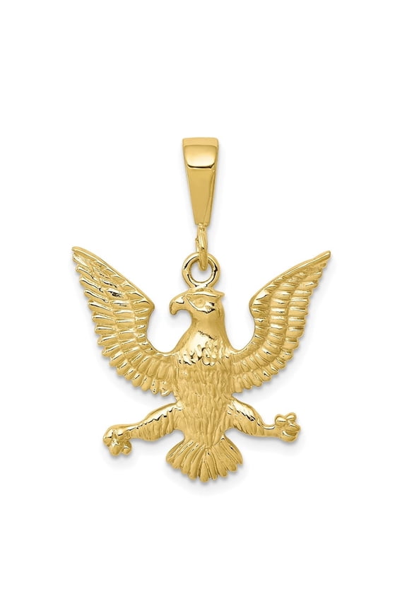 Diamond2Deal 10k Yellow Gold Solid Polished Spread Eagle Charm Pendant for Women (L- 1.19 inch, W-0.83 inch)