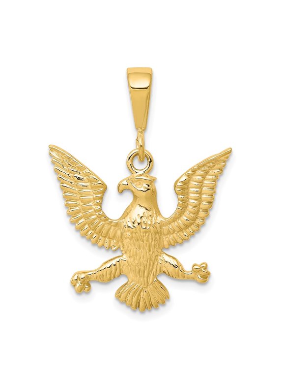 Diamond2Deal 10k Yellow Gold Solid Polished Spread Eagle Charm Pendant for Women (L- 1.19 inch, W-0.83 inch)