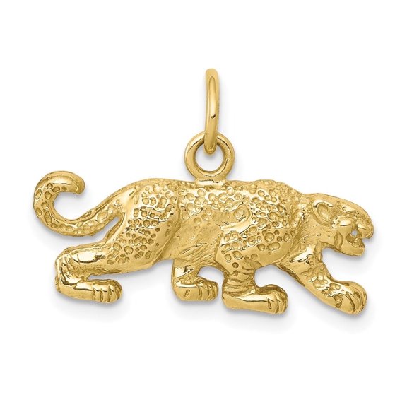 Diamond2Deal 10k Yellow Gold Solid Satin Leopard Charm Pendant for Women (L- 0.6 inch, W-0.83 inch)