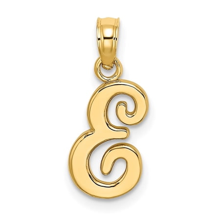 Diamond2Deal 10k Yellow Gold Solid Script Letter E Initial Pendant for Women(L- 17.3 mm, W- 7.55 mm)