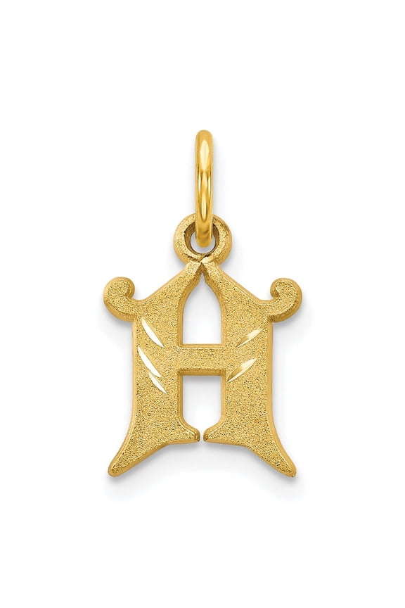 10k Yellow Gold Solid Small Letter H Initial Charm Pendant for Women