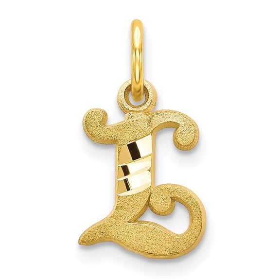 Diamond2Deal 10k Yellow Gold Solid Small Letter L Initial Charm Pendant for Women