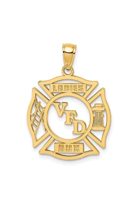 Diamond2Deal 10k Yellow Gold VFD Ladies AUX Shield Charm Pendant for Women (L- 0.82 inch, W-0.82 inch)