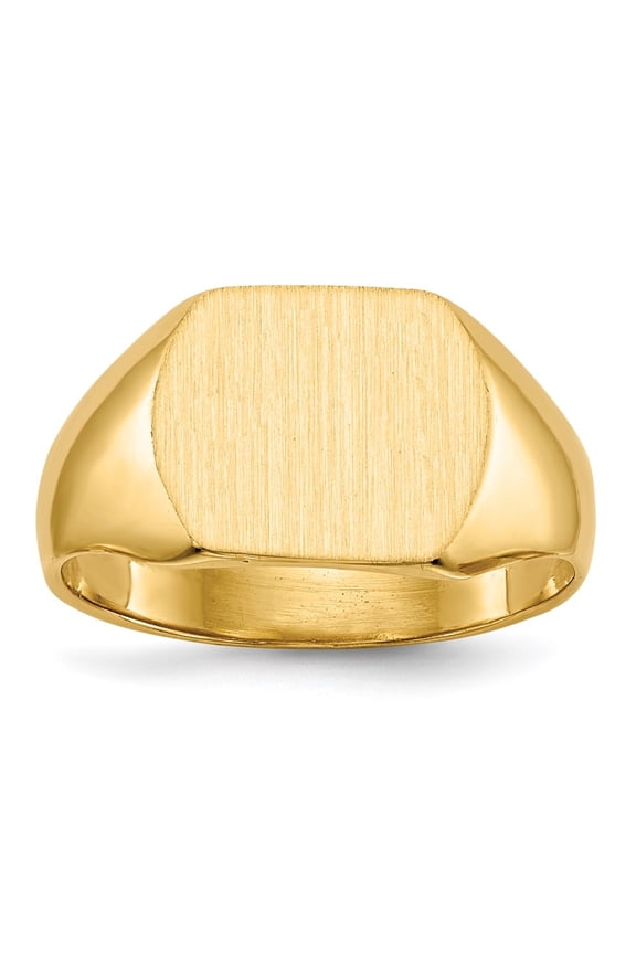 10k Yellow Goldy 10.5x12.0mm Closed Back Signet Ring for Women Size- 8