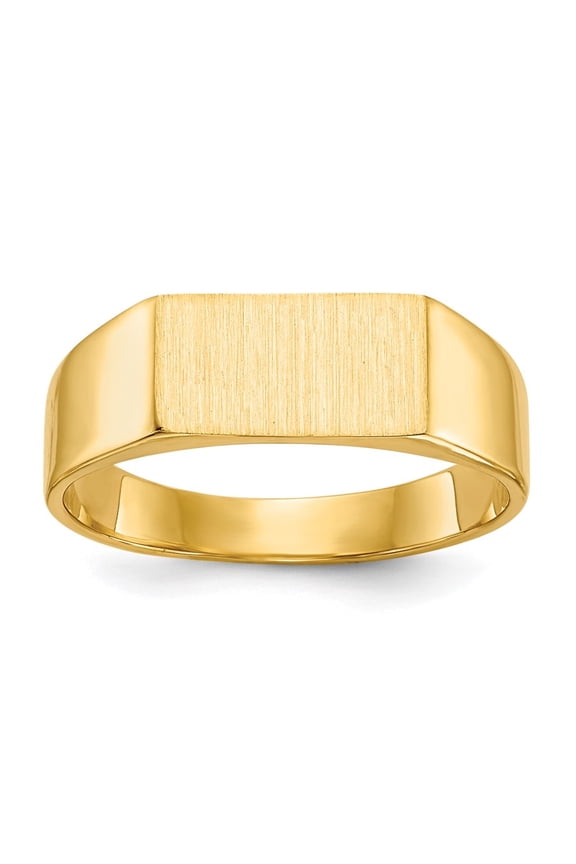 10k Yellow Goldy 5.5x10.5mm Closed Back Signet Ring for Women Size- 6
