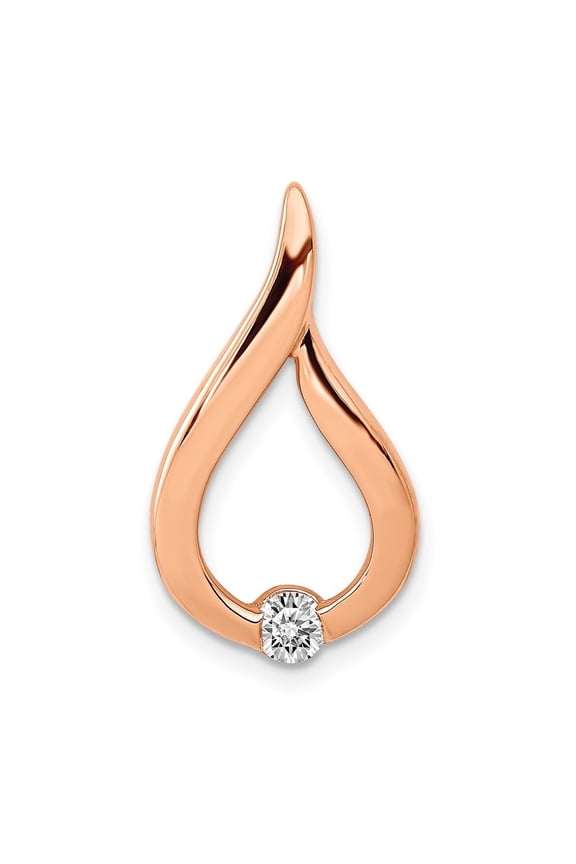 14K Rose Gold 1/10 carat Diamond Teardrop Chain Slide