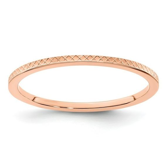 Diamond2Deal 14K Rose Gold 1.2mm Criss-Cross Pattern Stackable Band Ring for Women Size 6